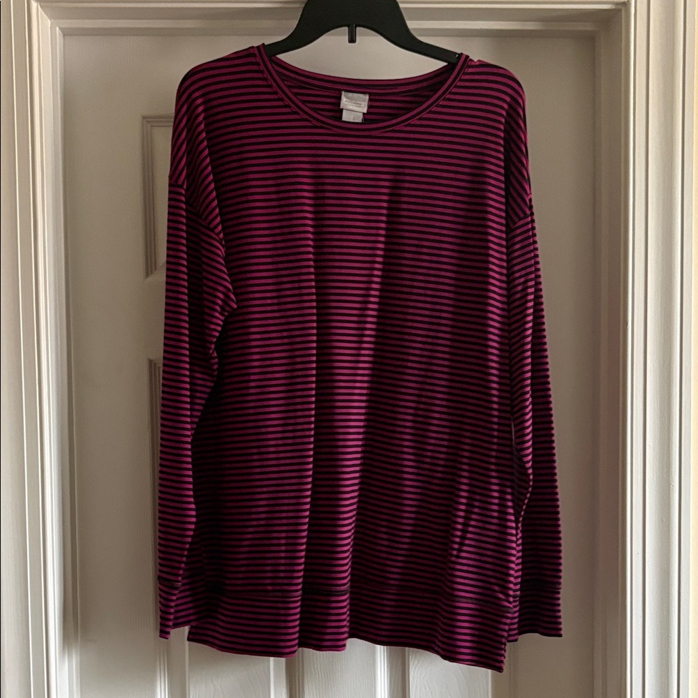 Chico's Black and Red Striped Tunic